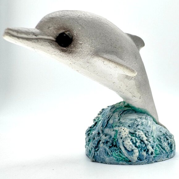 Set Of 7 Dolphin Figurines Glass Stone Resin Vtg Sea World Bottlenose - Picture 4 of 14